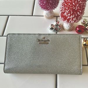 Kate Spade Silver Glitter Bifold Wallet/Clutch